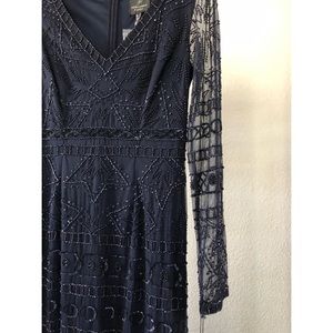 Midnight blue Beaded long sleeve dress